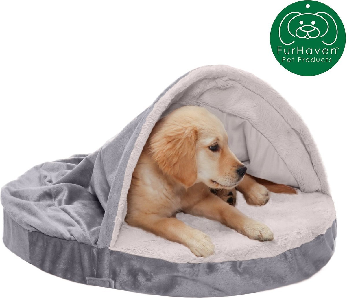 FurHaven Wave Fur and Velvet Memory Foam Snuggery Dog and Cat Bed