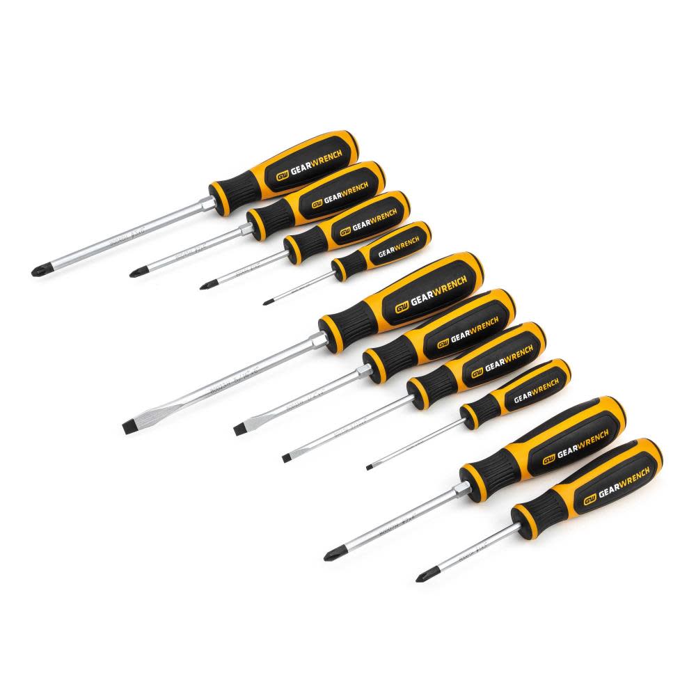 GEARWRENCH 10 Pc Phillips/Slotted/Pozidriv Dual Material Screwdriver Set 80060H from GEARWRENCH