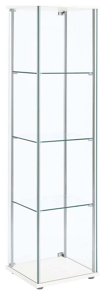 Bellatrix Rectangular 4 shelf Curio Cabinet White and Clear   Modern   Bookcases   by Modon  Houzz