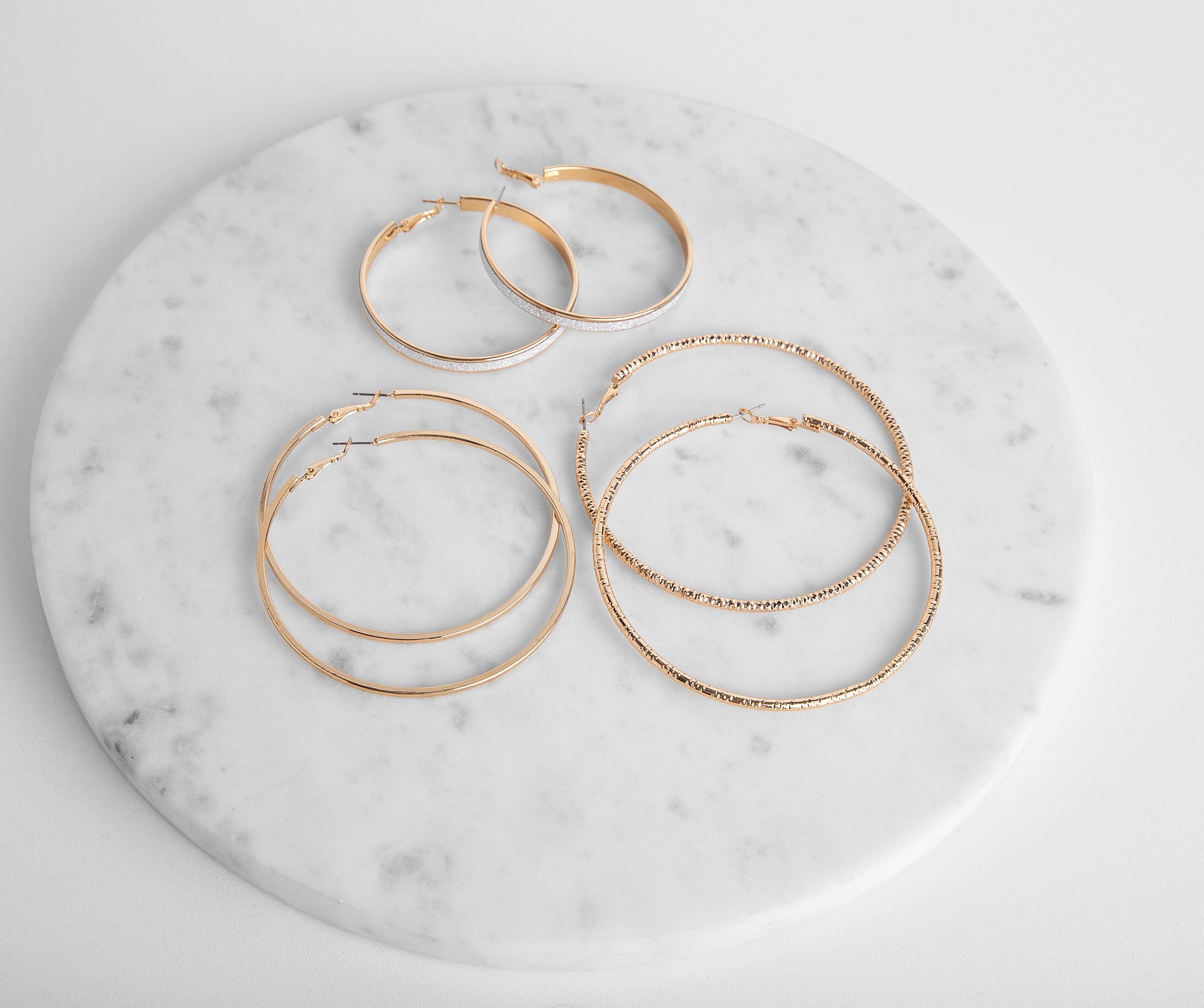 A Shimmering Trio Hoop Earring Set