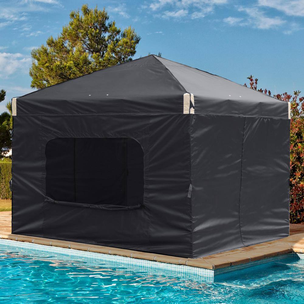 Aoodor 12 ft. x 12 ft. Pop Up Canopy Tent with Removable Sidewallwith Roller Bag-Black 800-153-BK-C