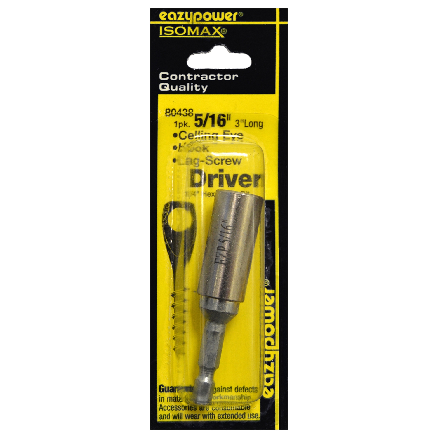 Eazypower Isomax 5/16 in. X 3 in. L Ceiling Lag Screw Driver Screwdriver Bit Steel 1 pc