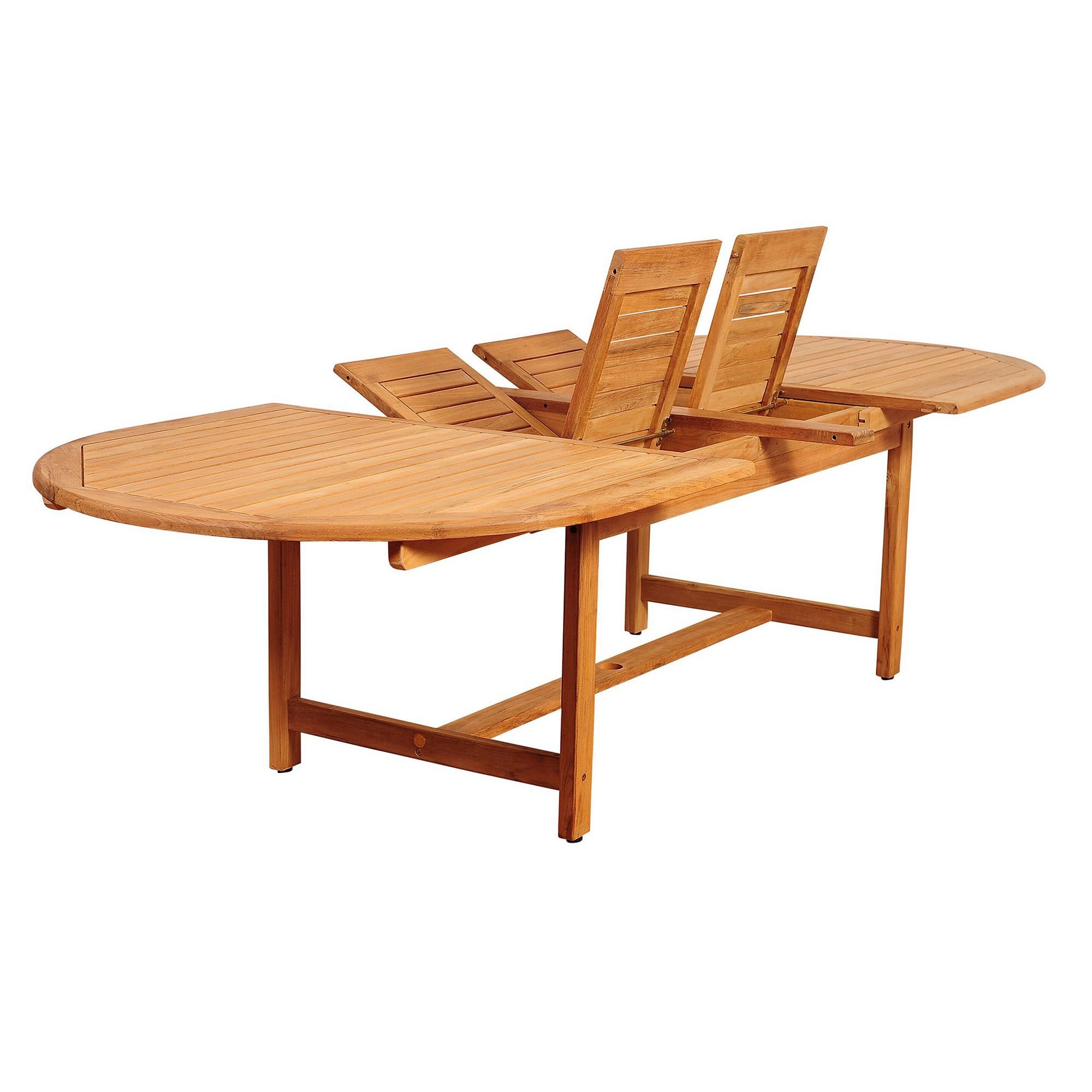 Harbour Teak Outdoor Dining Set (Teak Extendable Oval Table 71-95 with 6 Teak Folding Yacht Armchairs)