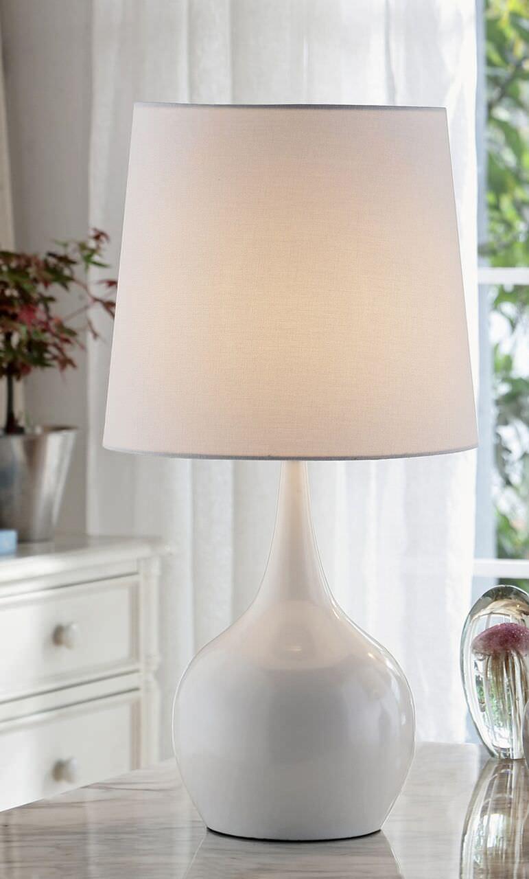 23.5 NIYOR POWDER WHITE MID-CENTURY MODERN TOUCH ON METAL TABLE LAMP