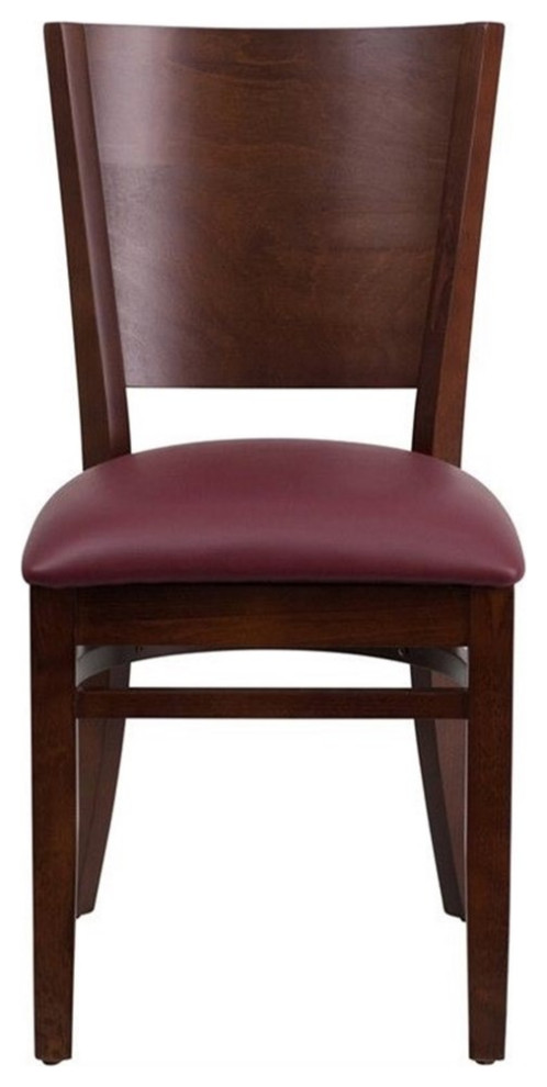 Flash Furniture Lacey Upholstered Restaurant Dining Chair in Walnut and Burgundy   Transitional   Dining Chairs   by Homesquare  Houzz