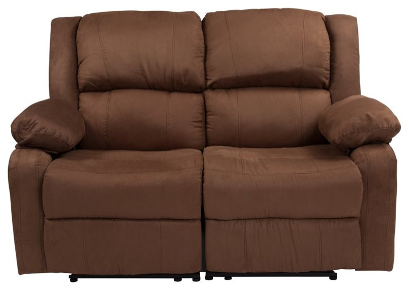 Home Square 2 Piece Reclining Microfiber Upholstery Loveseat Set in Brown   Transitional   Living Room Furniture Sets   by Homesquare  Houzz