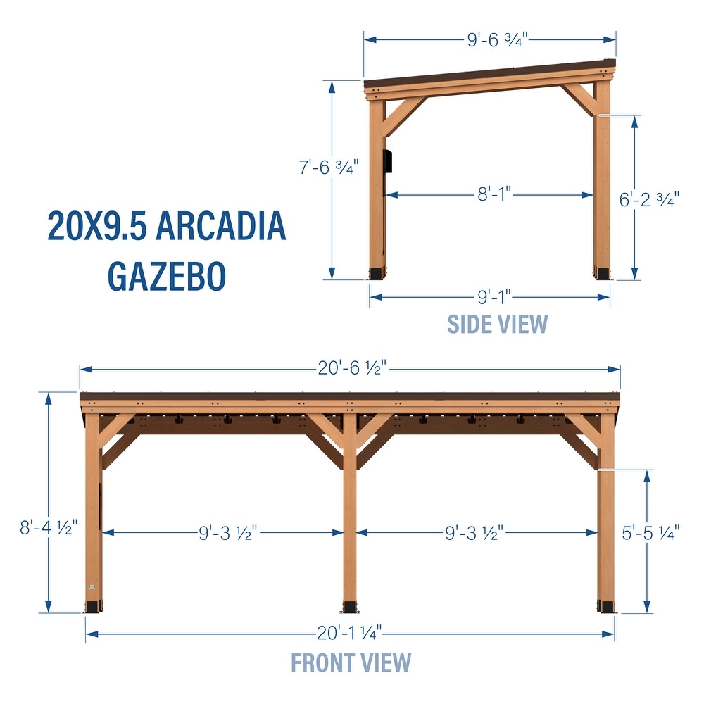 Backyard Discovery Arcadia 20 ft. x 9.5 fit. Wood Gazebo with Steel Roof