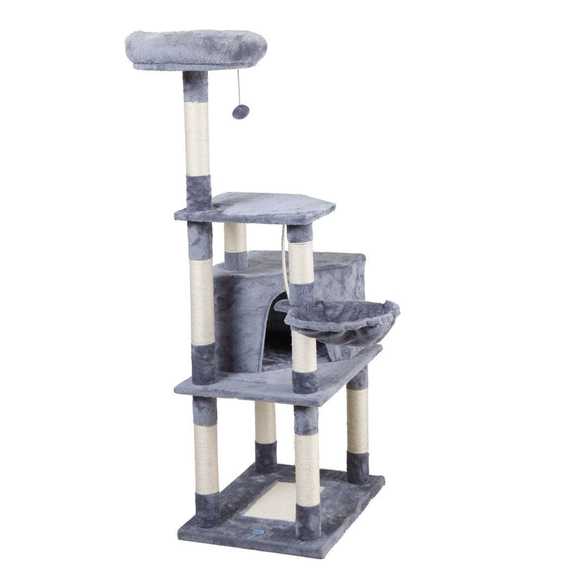 Animal Health Trees Condos Pet Supplies Multi-Level Cat Condo with pentagonal cat litter for Kittens Tall Cat Climbing Stand with Plush Toys - light gray