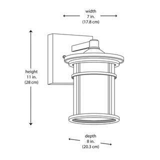 Bel Air Lighting Avalon 11 in. 1-Light Black Outdoor Wall Light Fixture with Clear Crackled Glass 40380 BK