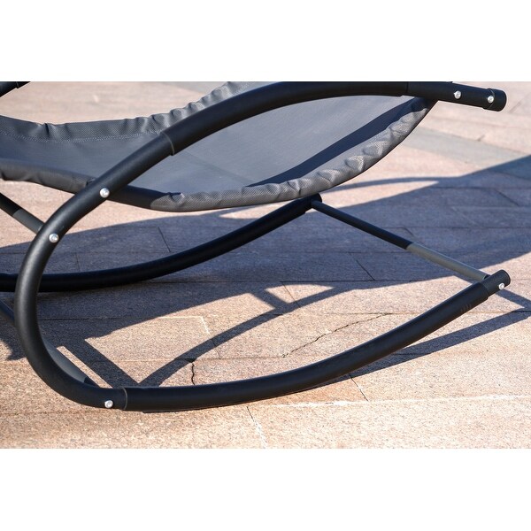 2-Pieces Outdoor Iron Rocking U-shaped Lounge Chair