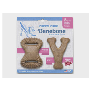 Benebone Puppy Pack Bacon Flavor Puppy Chew Toy， 2 pack