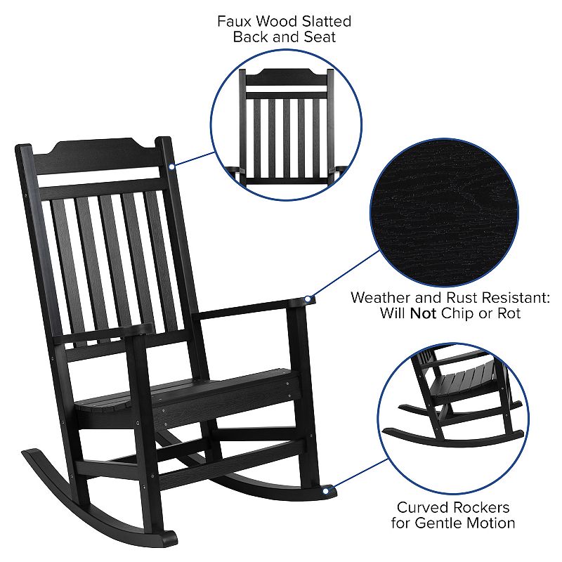 Flash Furniture Winston All-Weather Rocking Chair and End Table 3-piece Set