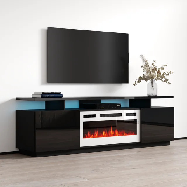 Modern Entertainment Center  Large Floating Top  ampElectric Fireplace   Modern   Entertainment Centers And Tv Stands   by Declusia  Houzz