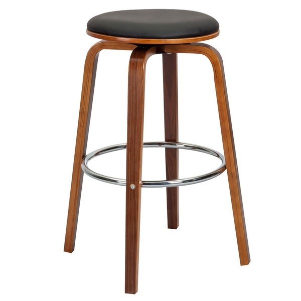 Porthos Home Williams Swivel Bar Stools (Set of 2)， PU Upholstery， Wooden Legs