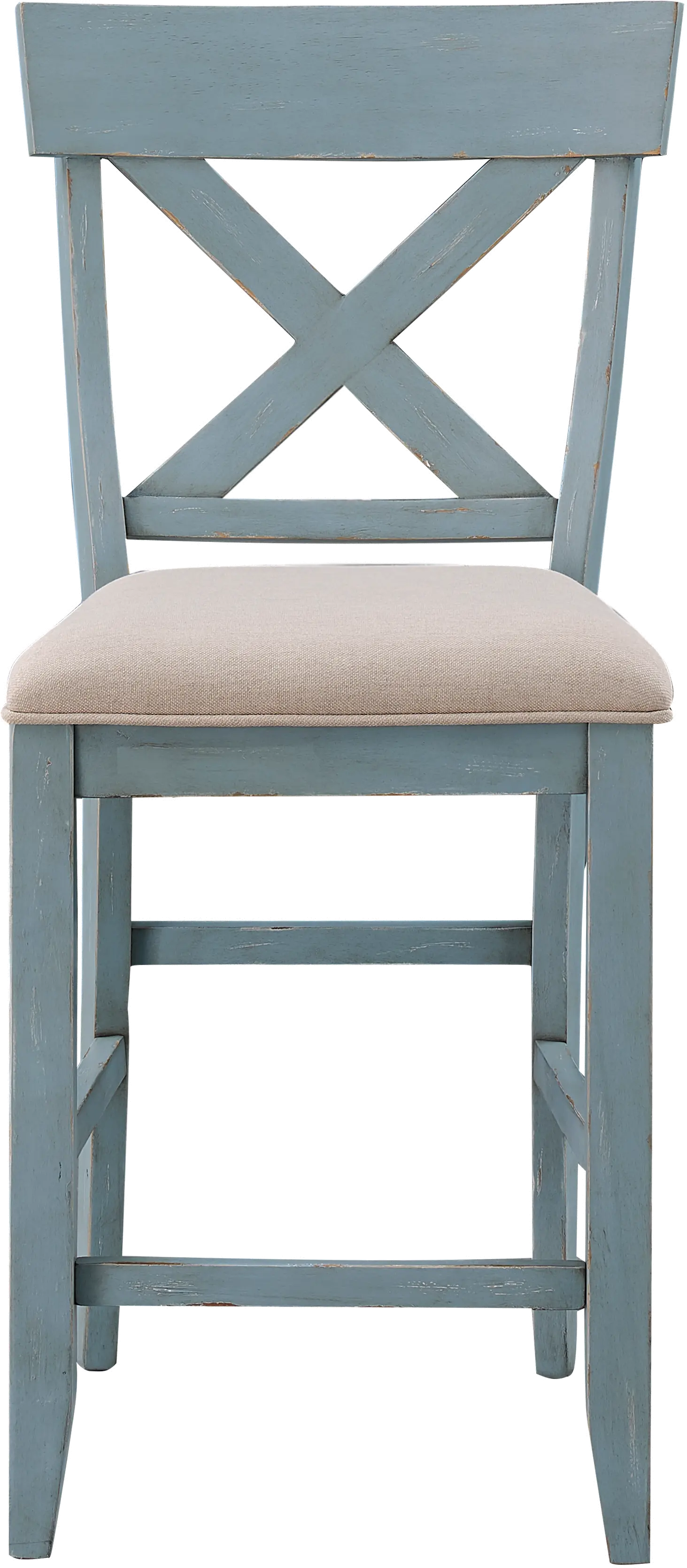 Bar Harbor Blue Counter Height Dining Chairs with Padded Seat， Set of 2