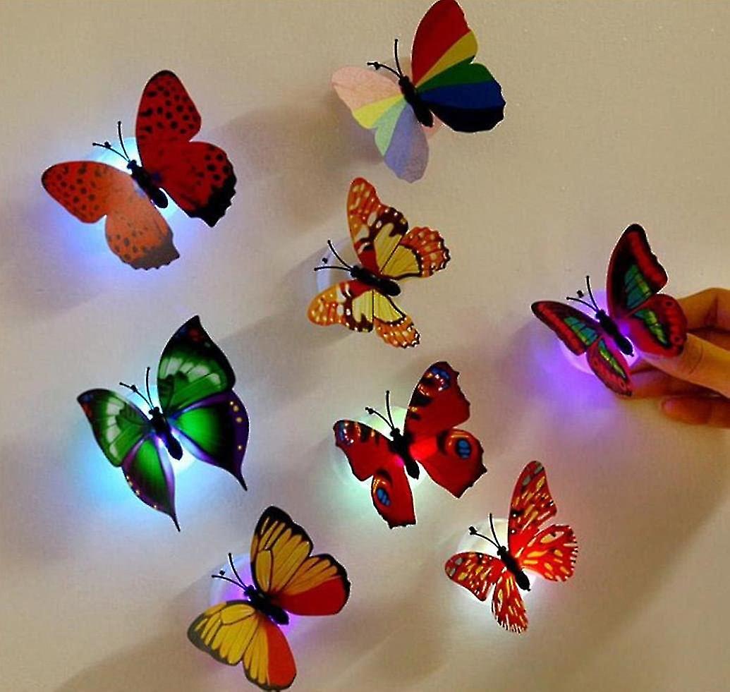 10pcs， 3d Flashing Butterfly Wall Stickers， Led Night Light Sticker