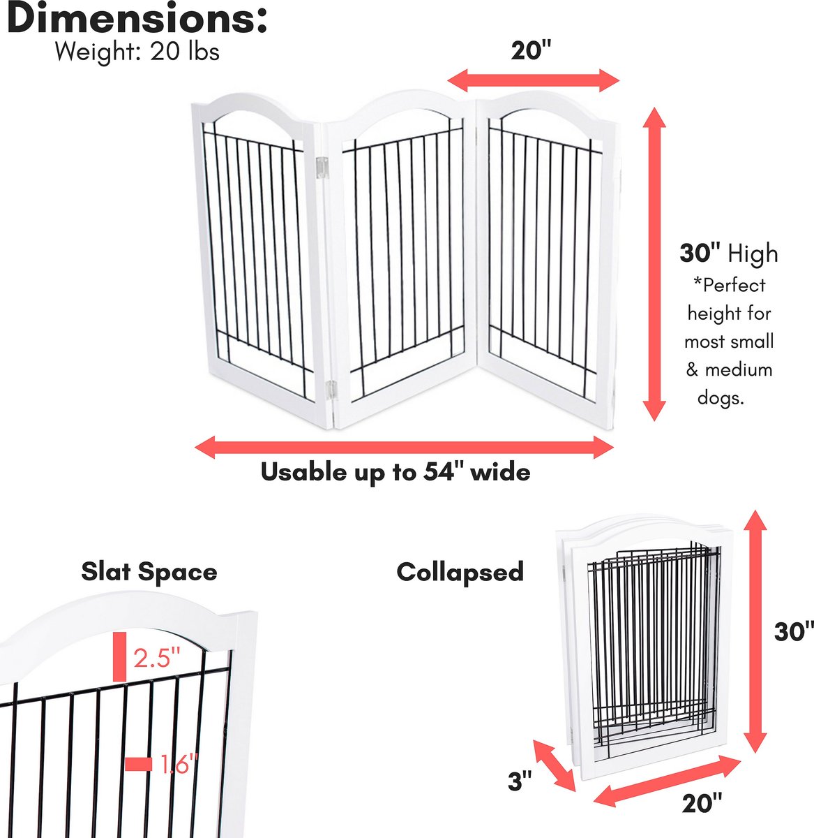 Internet's Best Arched Top Wire Dog Gate， 30-in