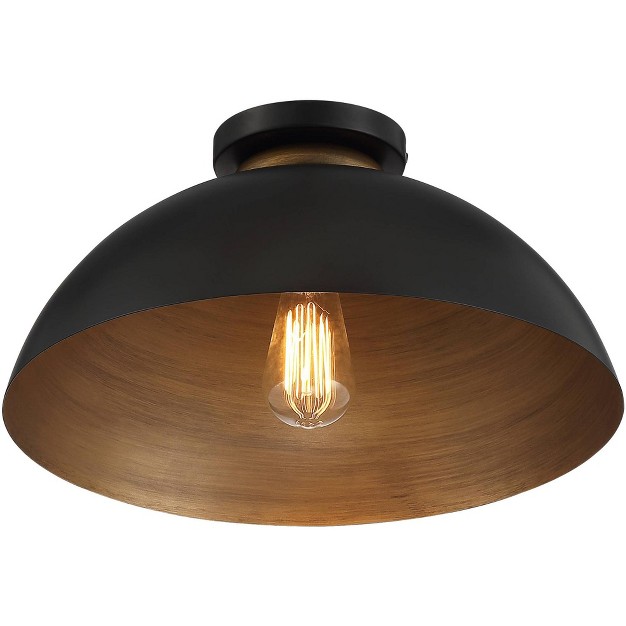 Wide Black Gold Dome Shade For Bedroom Kitchen Living Room Hallway Schoolhouse