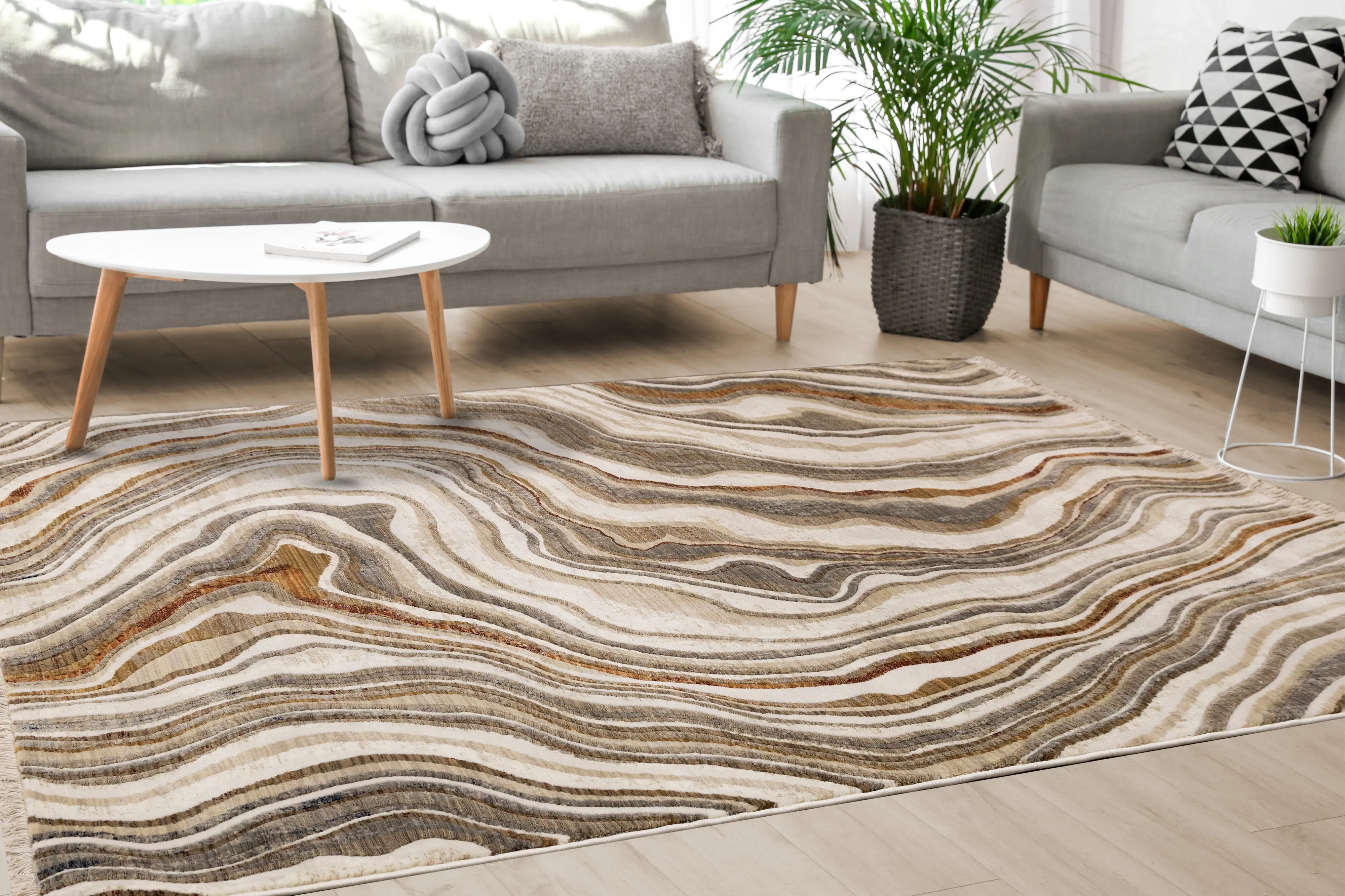 Samira 5 x 8 Cream Wavy Curves Area Rug