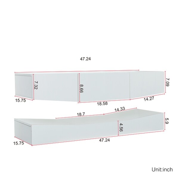 47 inch LED TV Stand Media Console with 3 DrawersandLower Bottom Floor Stage