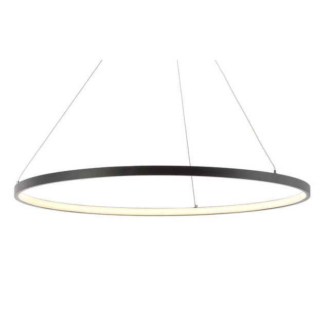 Round Metal Brice Chandelier includes Energy Efficient Light Bulb Black Jonathan Y