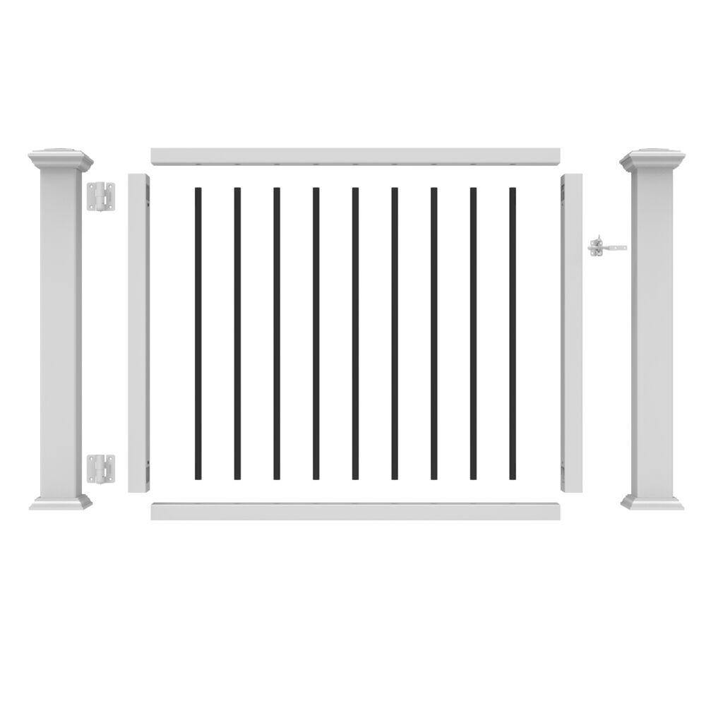 Veranda 36 in. to 48 in. Traditional White Poly-Composite Rail Gate Kit with Metal Balusters 73040995