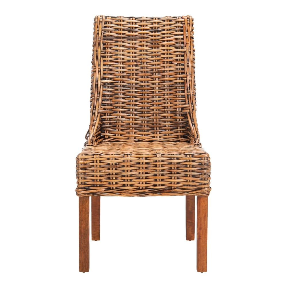 SAFAVIEH Dining Rural Woven St Thomas Indoor Wicker Brown Sloping Arm Chairs (Set of 2)   20\