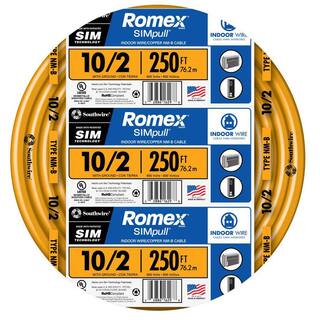 Southwire 250 ft. 102 Solid Romex SIMpull CU NM-B WG Wire 28829055