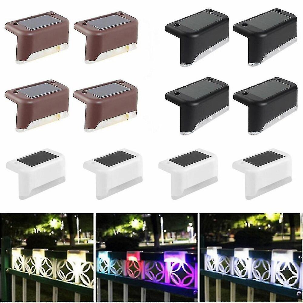 4pcs Solar Deck Light Led Solar Step Light Outdoor Step Fence Waterproof Fence Light (brown)