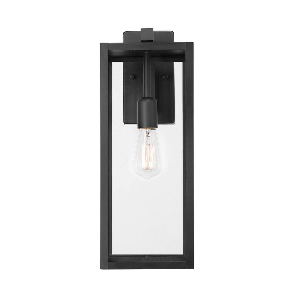 Hampton Bay Matte Black Farmhouse Outdoor 1-Light  Wall Sconce with Clear Glass Shade 44772