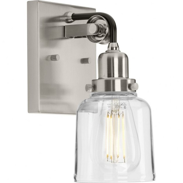 Progress Lighting Rushton 1 light Wall Sconce Brushed Nickel Clear Glass Shade