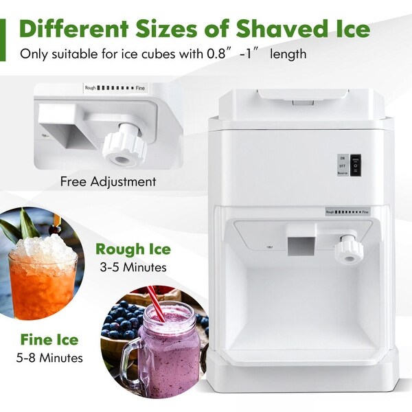 460W Snow Cone Maker Machine Shaver Adjustable-White - 16 x 12 x 18 inch(L x W x H)