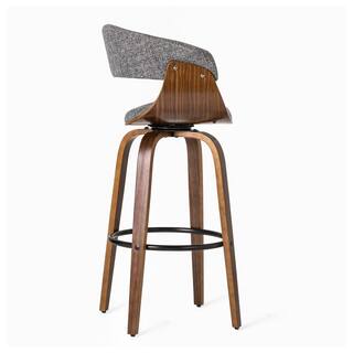 Glitzhome Mid-Century Modern Walnut Swivel Bar Stool (Set of 2) 2000900008