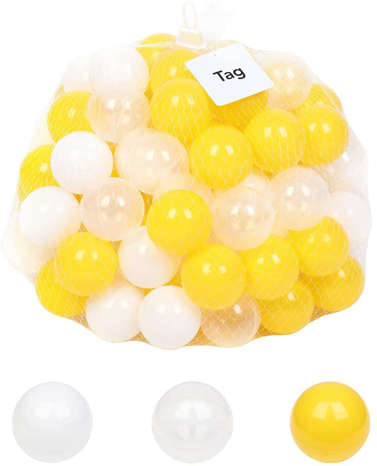 100-500pcs 5.5cm Fun Soft Plastic Ocean Ball Swim Pit Toys Baby Kids Toys （Yellow white Transparent）