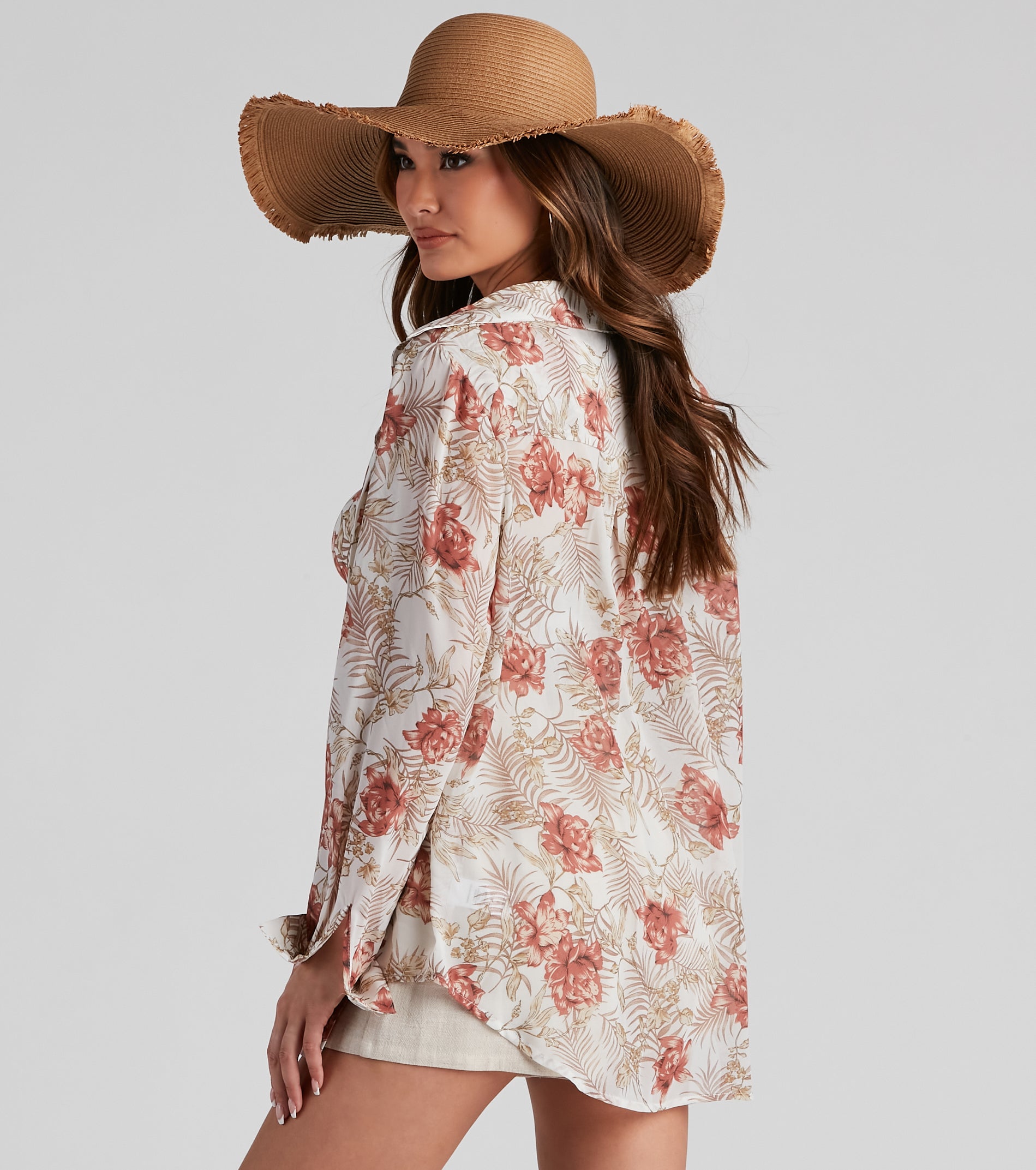 Blushing Tropics Button-Up Top