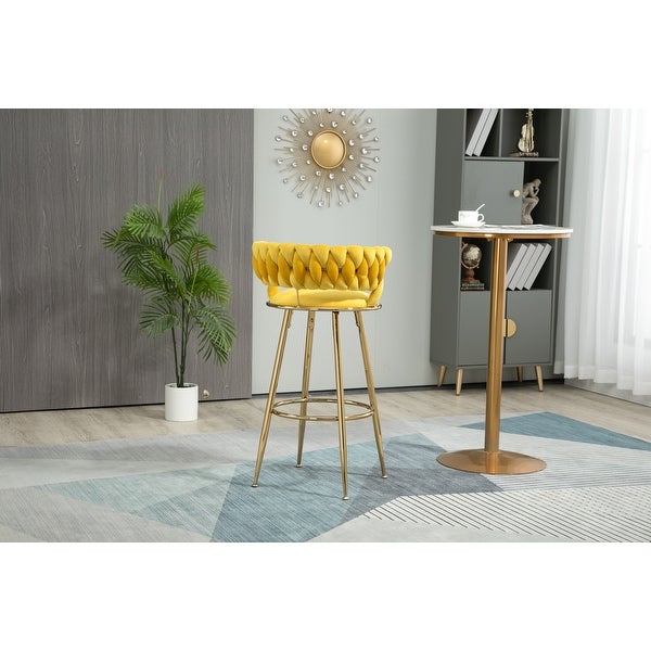 Low Back Bar Stool Light Luxury Bar Chair with Circular Footrest