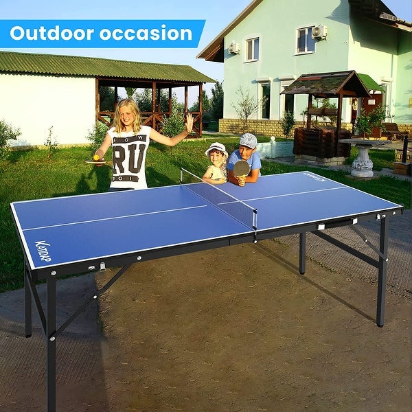 Portable Table Tennis Table， Mid-Size / for IndoorandOutdoor Table Tennis Game