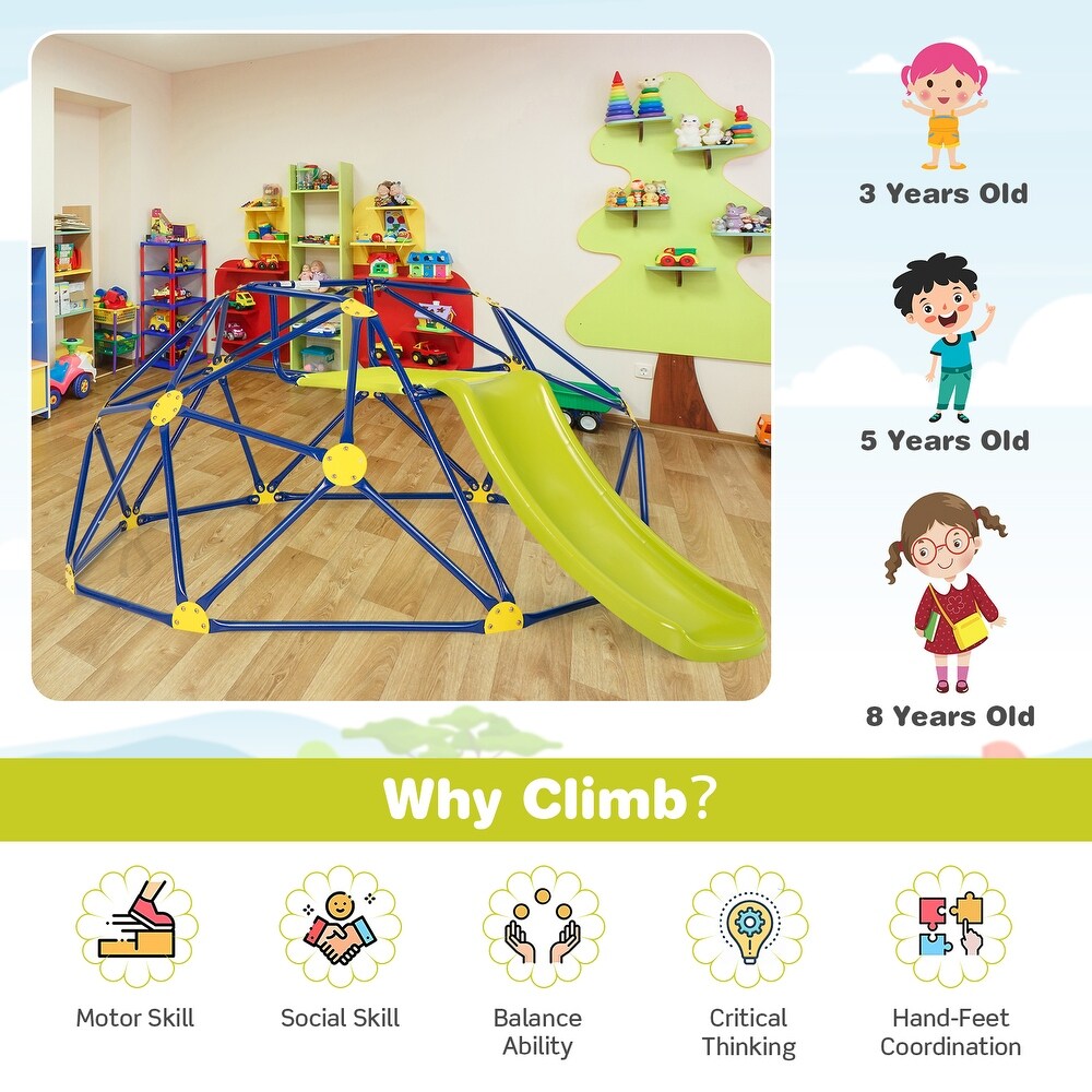 Kids Climbing Dome with Slide and Fabric Cushion for Garden Yard   96\