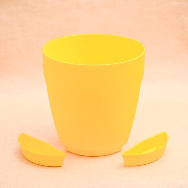 11 inch (28 cm) Balcony Railing Round Plastic Planter (Yellow)