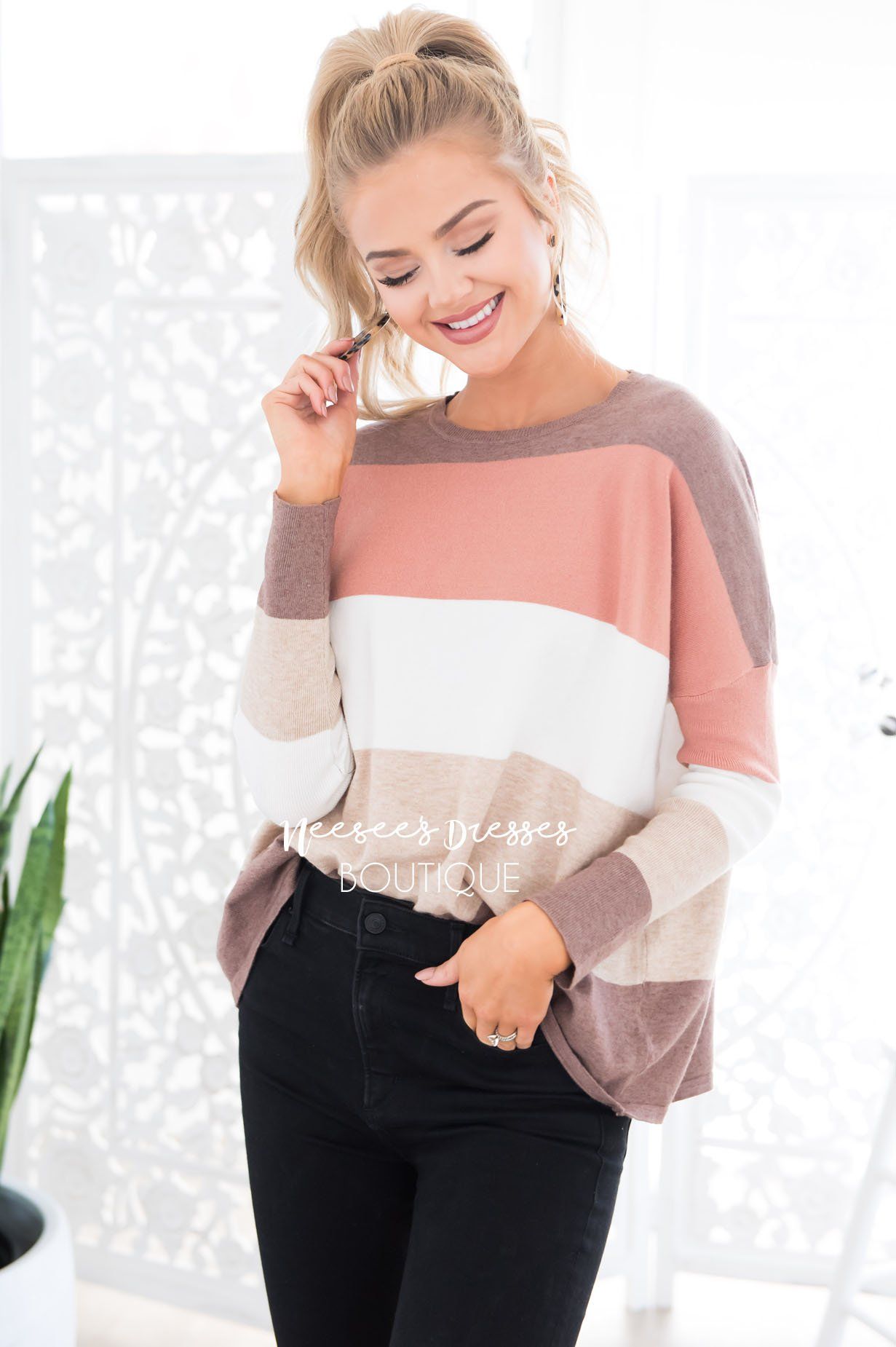 Hot Cocoa and Cream Block Sweater