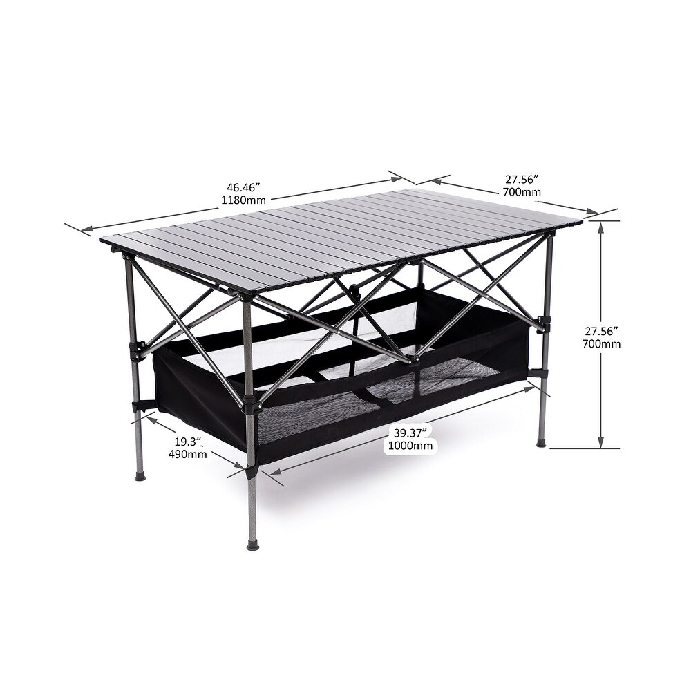 1 piece Folding Outdoor Table with Carrying Bag Lightweight Aluminum Roll up Rectangular Table