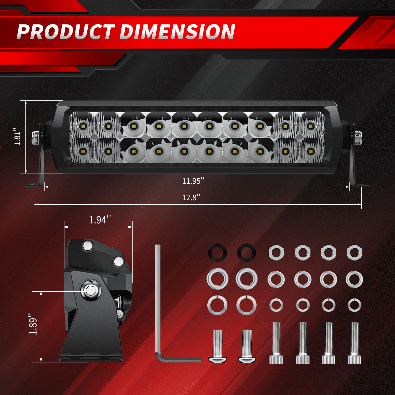 EK ENNOKING 10 inch LED Light Bar Screwless  Double Row off Road Light Bar Waterproof Spot and Flood Combo Work Light for Ford F150 Tacoma Jeep Wrangler