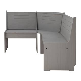 Linon Home Decor Jennings 3-Piece Rectangular Wood Top Grey Corner Nook Set THD03150