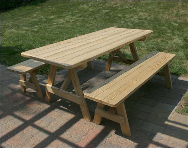 5' Treated Pine Traditional Picnic Table with 2 Benches