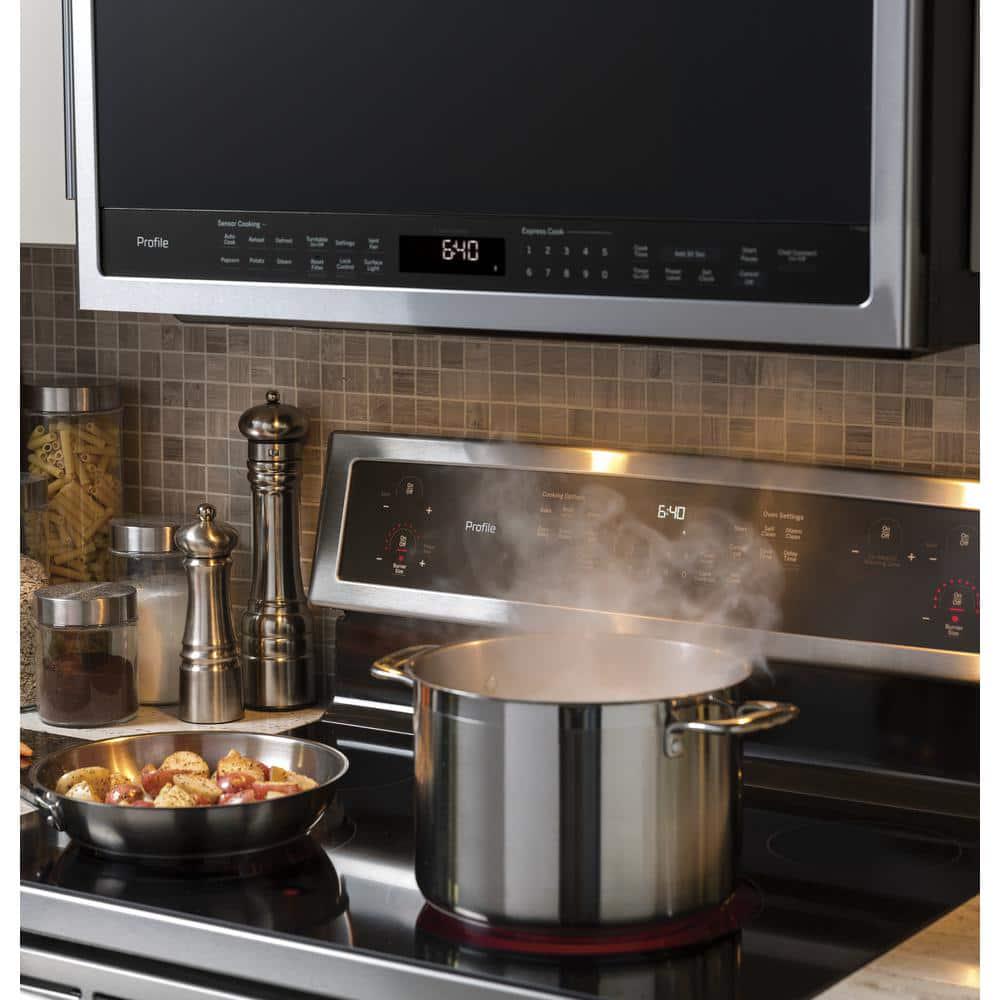 GE Profile Profile 21 cu ft Over the Range Microwave in Stainless Steel with Sensor Cooking