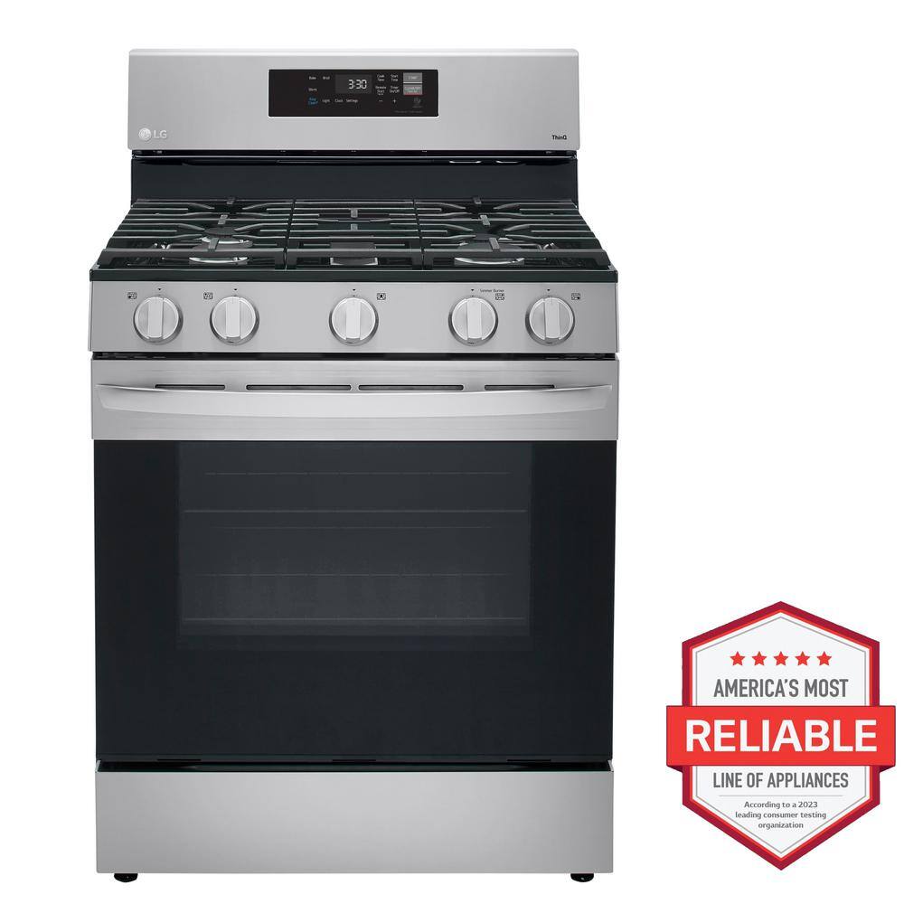 LG 30 in. 5.8 cu.ft. Smart Single Oven Gas Range with EasyClean Wi-Fi Enabled in. Stainless Steel LRGL5821S