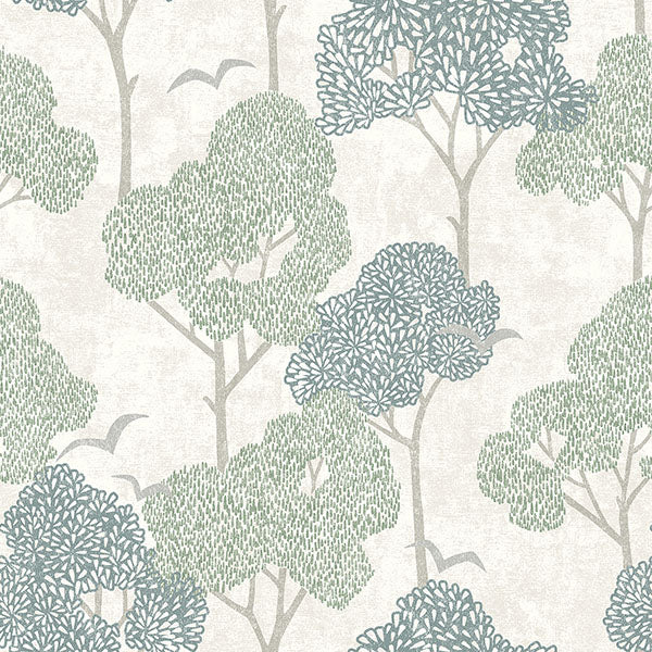 Lykke Green Textured Tree Wallpaper from Hannah Collection