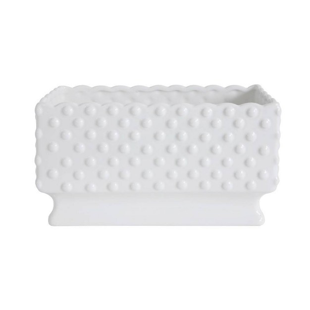 Ceramic Hobnail Planter White Storied Home