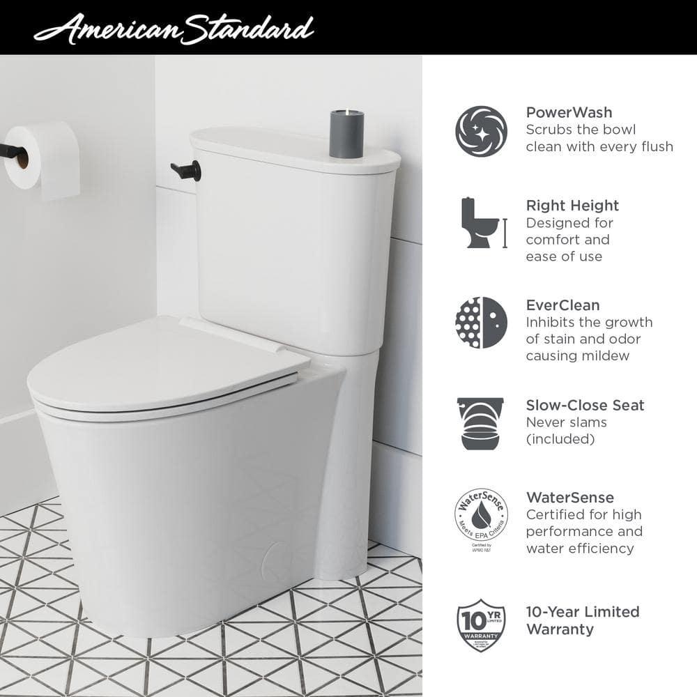 American Standard Studio S Right Height 2piece 128 GPF Single Flush Elongated Toilet with Left Hand Trip Lever in White Seat Included