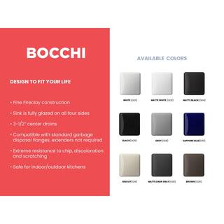 BOCCHI Baveno Uno White Fireclay 27 in. Single Bowl UndermountDrop-In 3-hole Kitchen Sink wIntegrated WS and Acc. 1633-001-0127